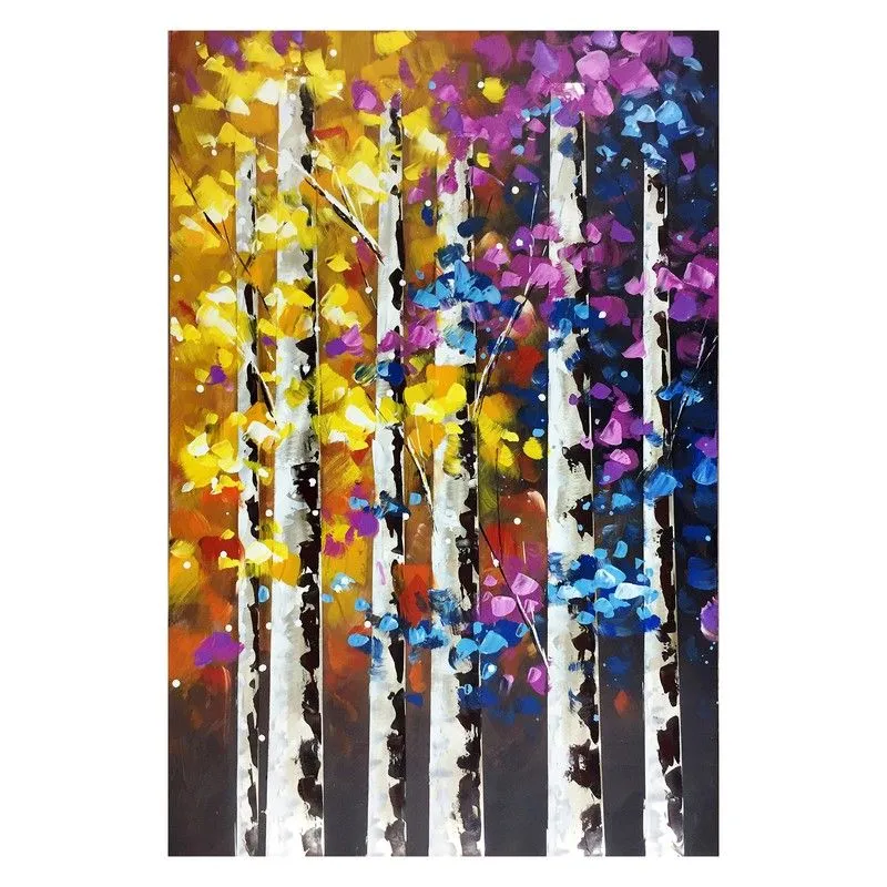 Paysage de nuit peignant des arbres (80 x 120 cm) | Série abstraite