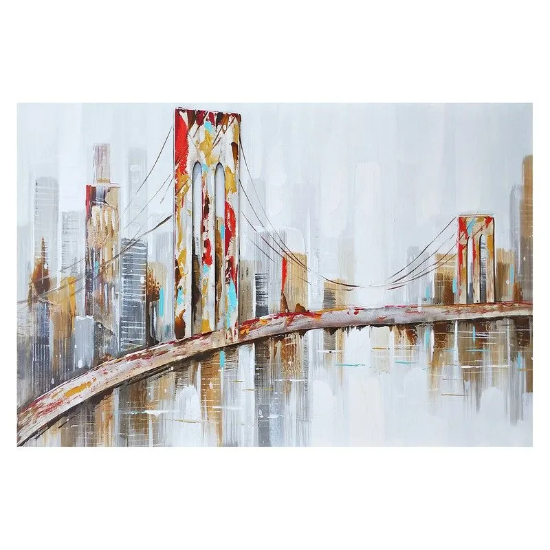 Peinture de paysage urbain avec pont (120 x 80 cm) | Série urbaine