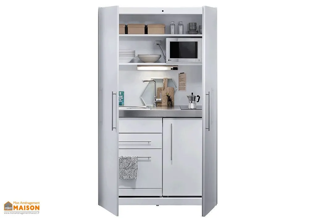 Kitchenette Armoire en Métal Totalement Équipée 120x66x200cm