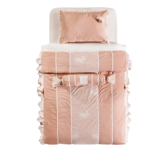 Ensemble housse de lit bébé et 1 oreiller décoratif Dream Salmon - 210 x 220 cm