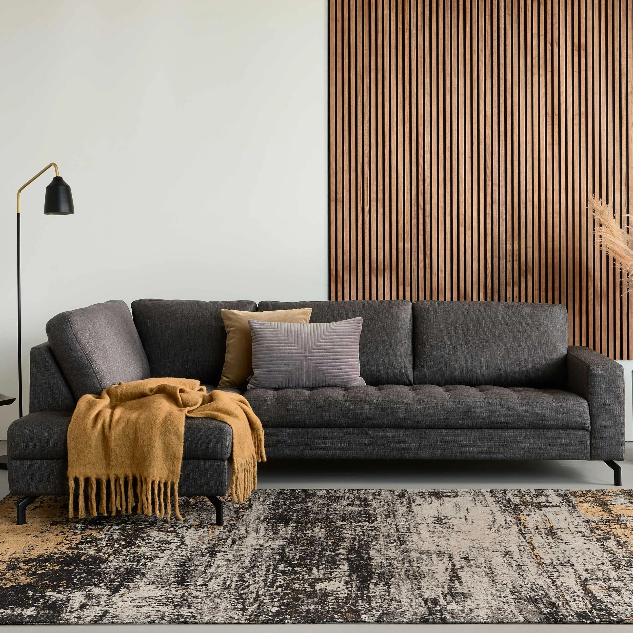 Canapé d'angle Manetto gauche - anthracite