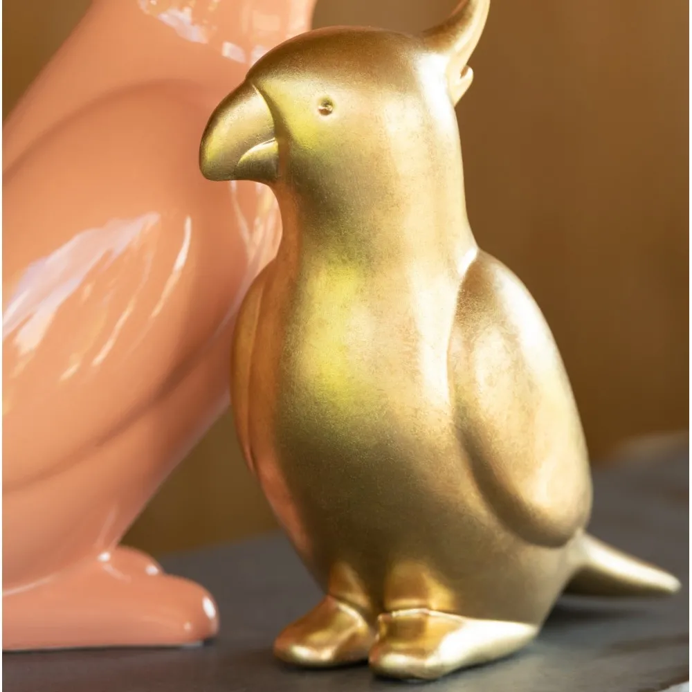 Décoration à poser Cacatoès en céramique doré