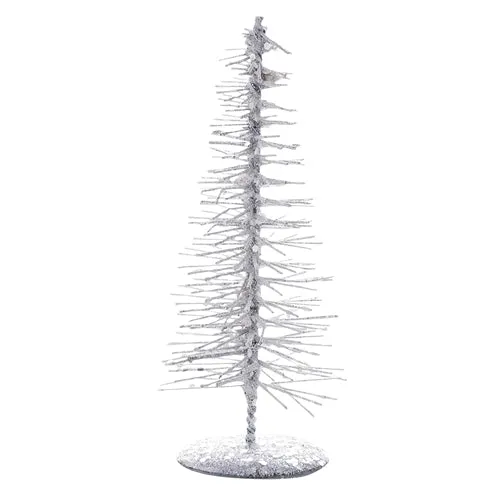 Décoration, Arbre Pailleté, Blanc, Ø6xH15 cm