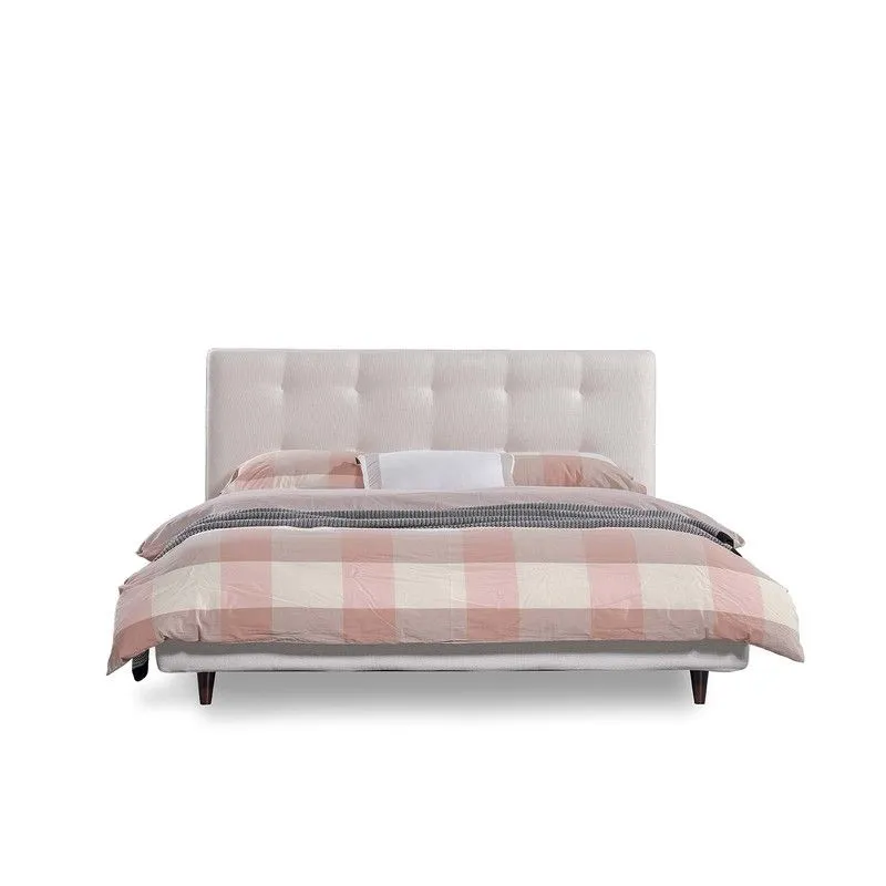 DELFT | Lit capitonné gris perle 150 x 200 cm