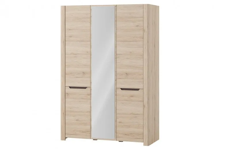 Armoire palette, avec 3 portes et miroir Desjo 06 Chêne San Remo, l140xA58xH207 cm