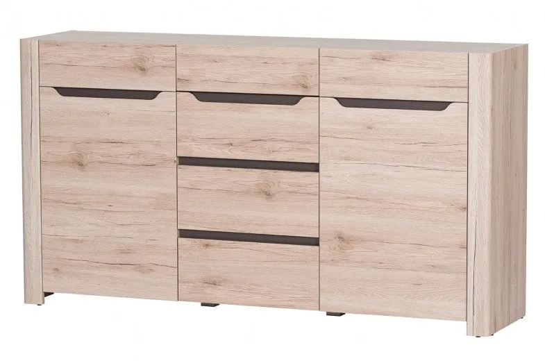 Commode, avec 4 tiroirs et 2 portes Desjo 10 Chêne San Remo, l170xA42xH93 cm