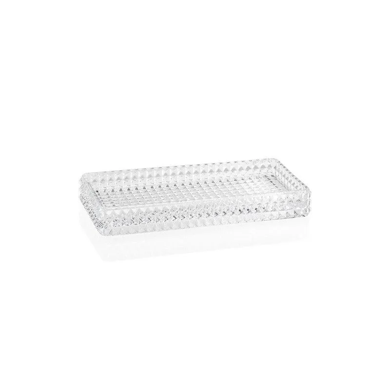 DIAMANT-Plateau en verre transparent, 27,5x13,5x3,5 cm