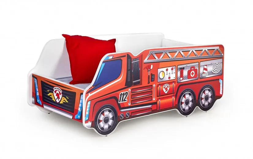 Lit bébé Camion de Pompier Rouge, 140 x 70 c