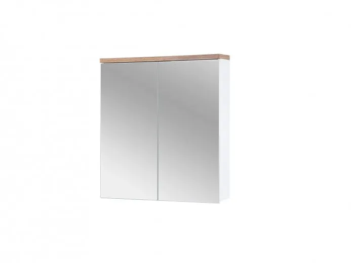 Meuble de salle de bain suspendu avec 2 portes et miroir, Bali Blanc, l60xA20xH70 cm