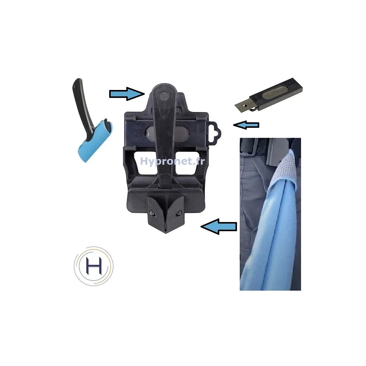 Easy pocket 80 le support ceinture laveur de vitre pour ranger grattoir, lames & chiffon microfibre