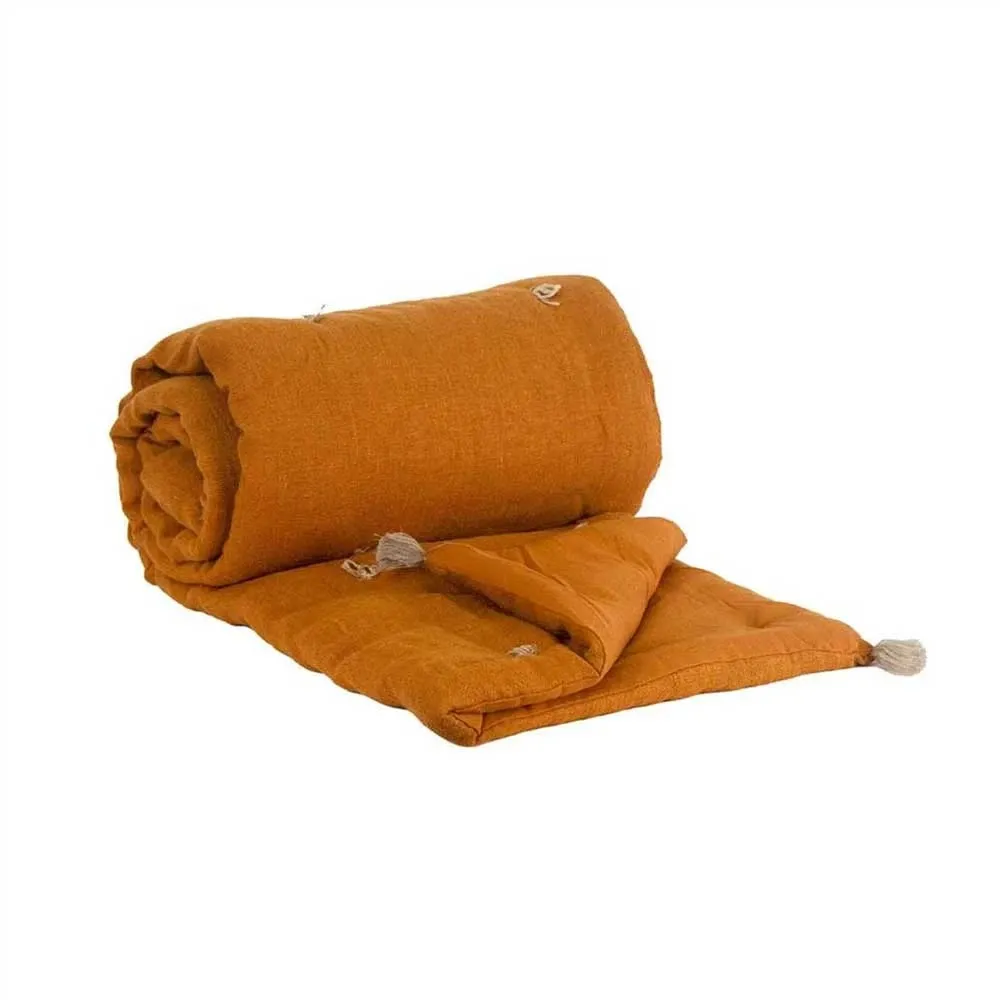 Edredon 2 faces lin cuivre et coton cuivre garni 75 x 200 cm