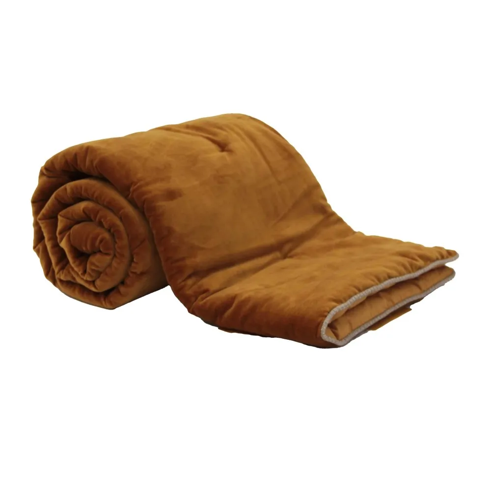 Edredon 2 faces velours et coton gold garni 80 x 200 cm