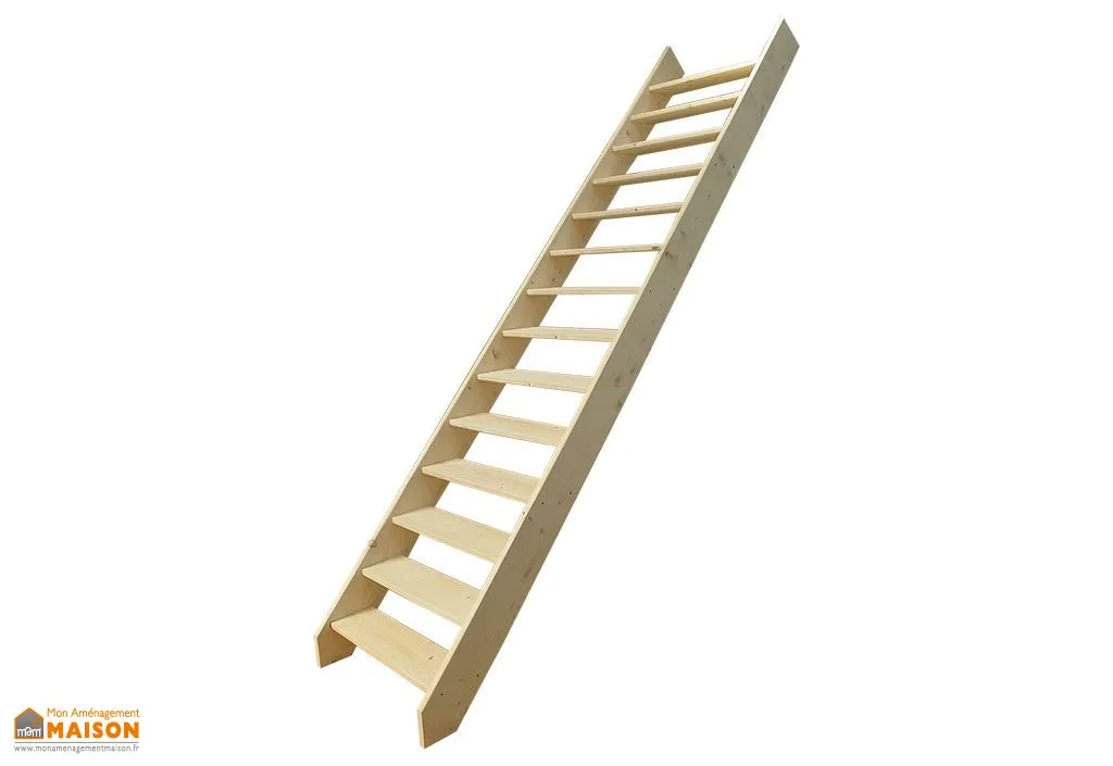 Escalier Droit en Bois de Sapin Réglable en Hauteur 2,20 – 3,00 m