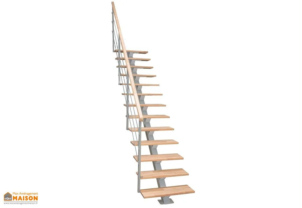 Escalier Droit Limon Central Métal et Bois 280 cm Montana
