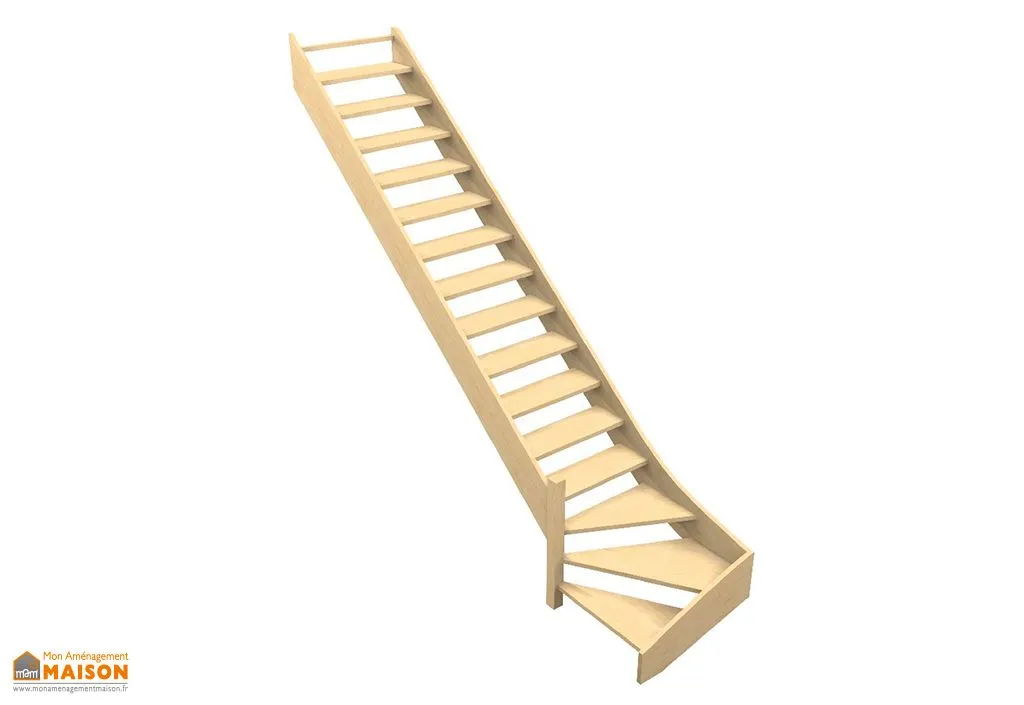 Escalier Quart Tournant Bas en Bois 288 cm Oléa