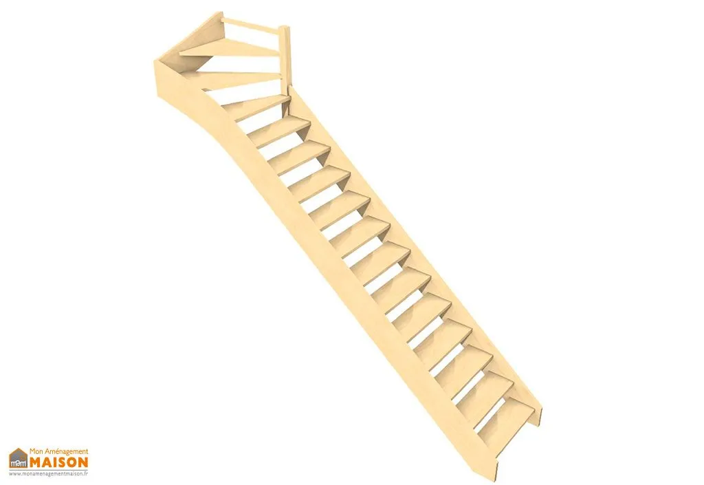 Escalier Quart Tournant Haut en Bois 288 cm Oléa