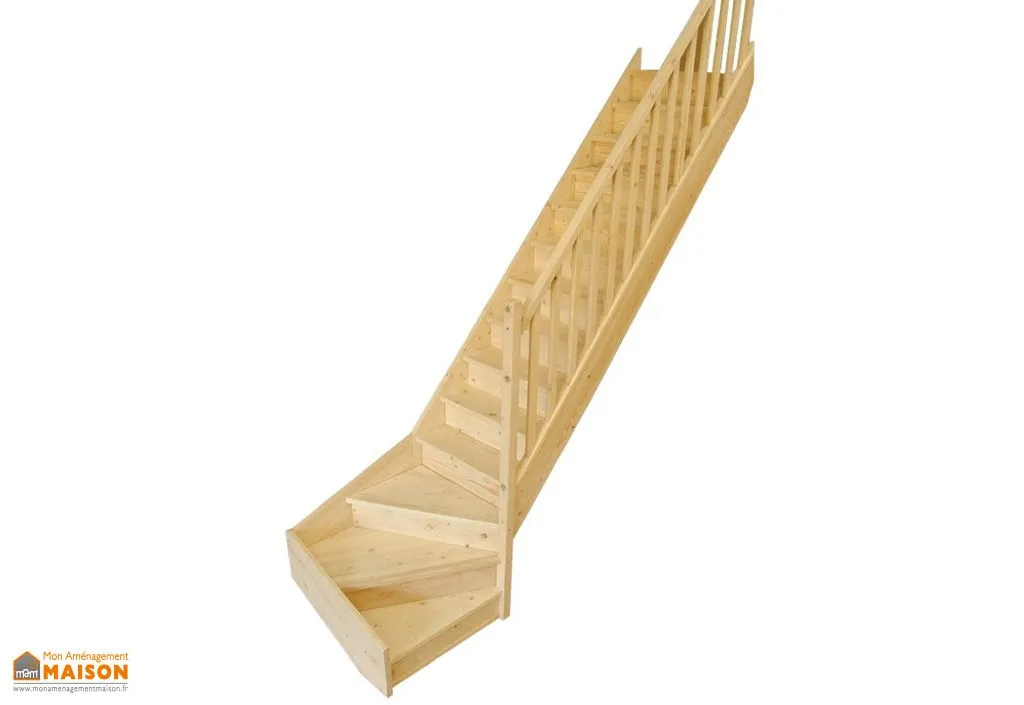 Escalier Quart Tournant Bas en Sapin