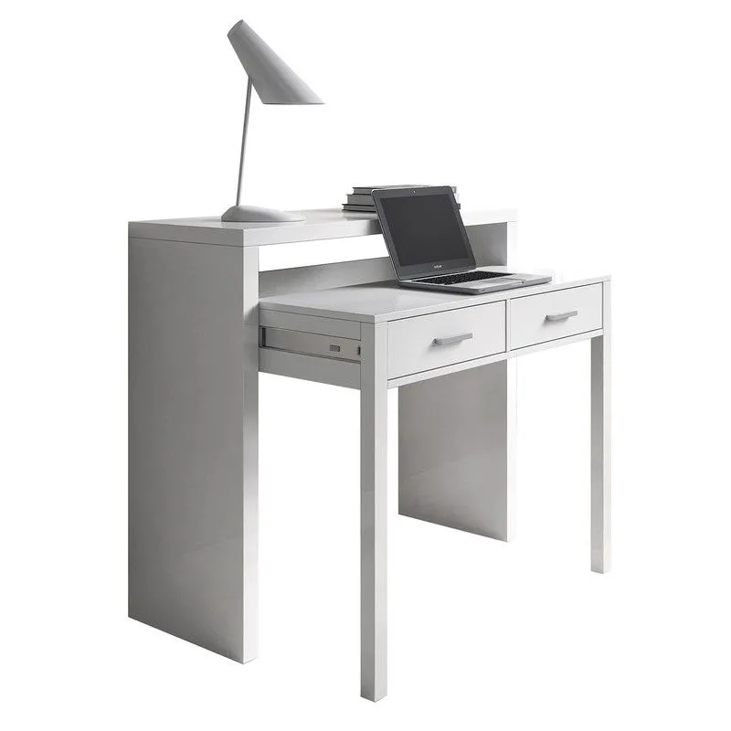 Bureau console mobile blanc, 99 x 36 x 88 cm