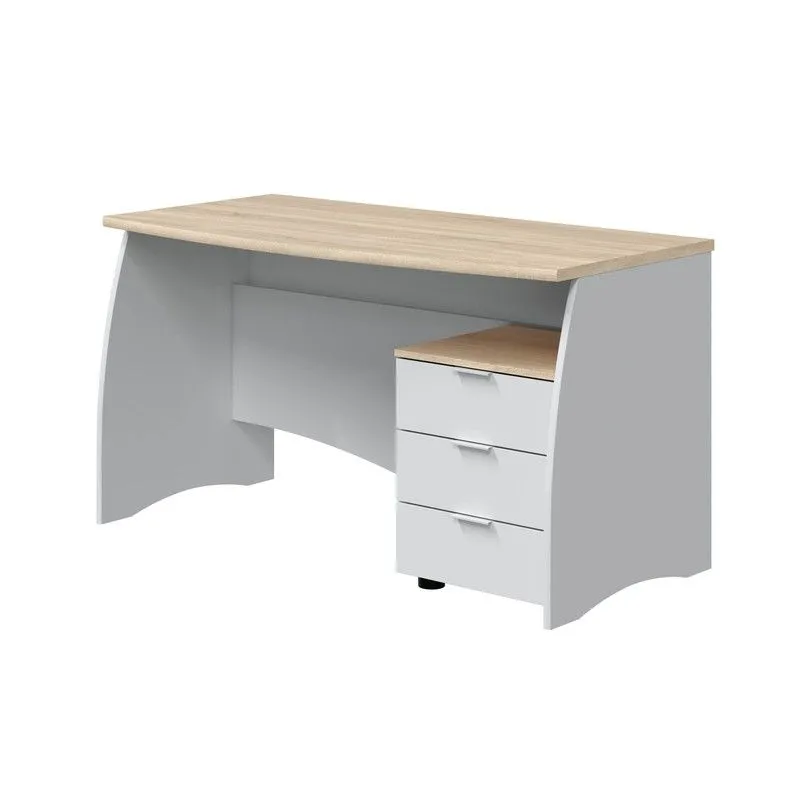 Bureau en bois blanc/naturel, 136x67x74 cm | ÉLÉGANT