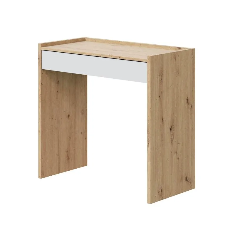 Bureau blanc et bois naturel, 81.5x40x77 cm | NON A