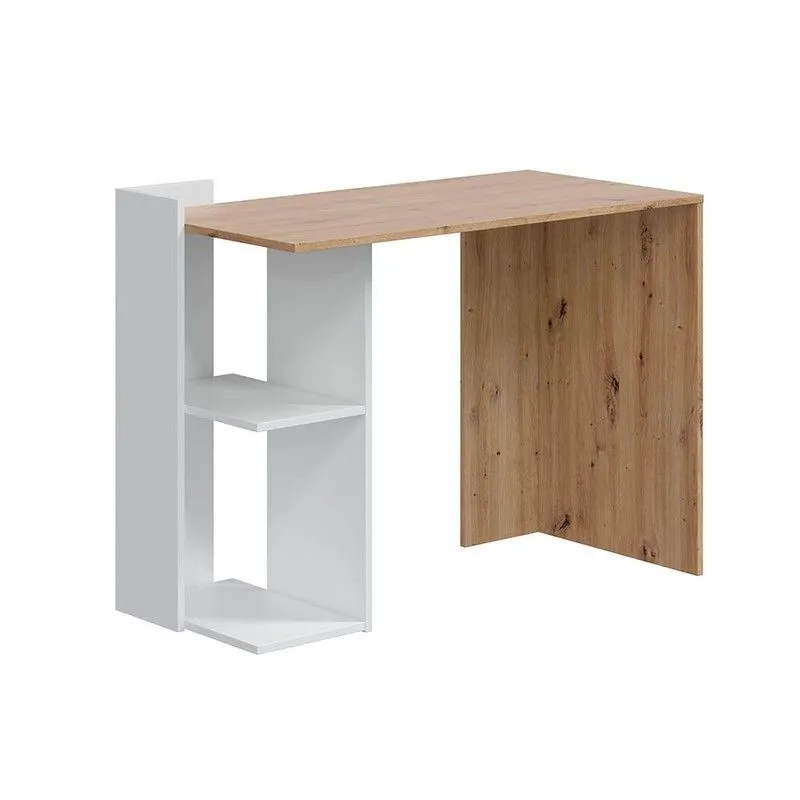 Bureau réversible en bois naturel/blanc, 100 x 52 x 78 cm | KENYA