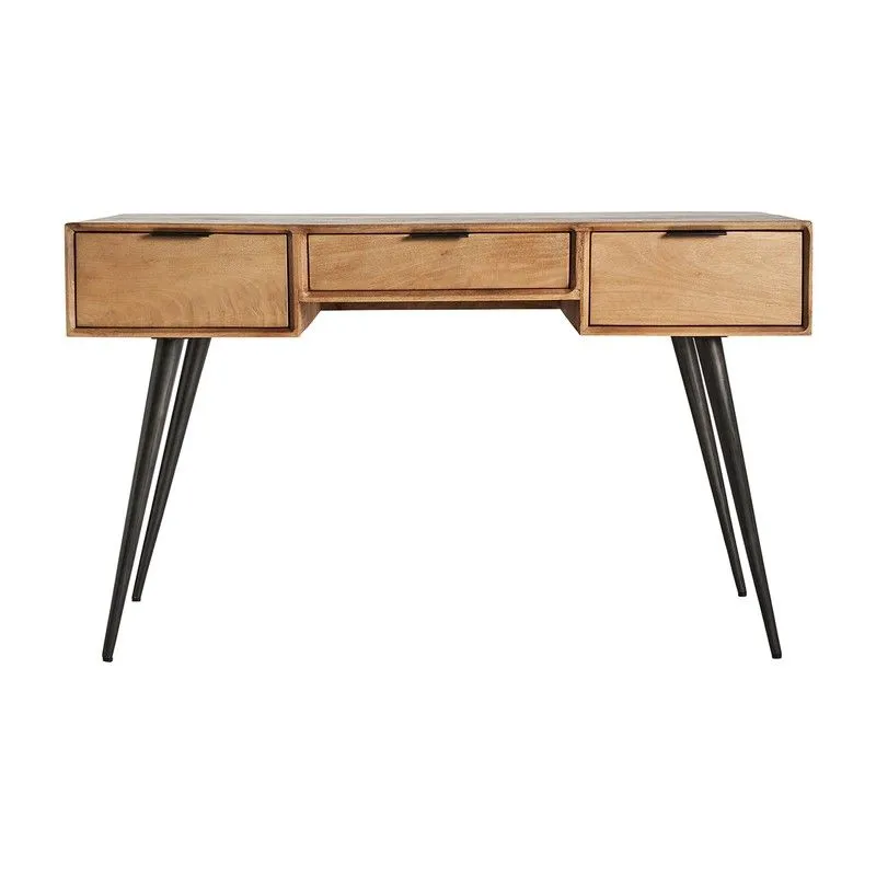 Bureau en fer serti naturel, 132 x 76 x 79 cm
