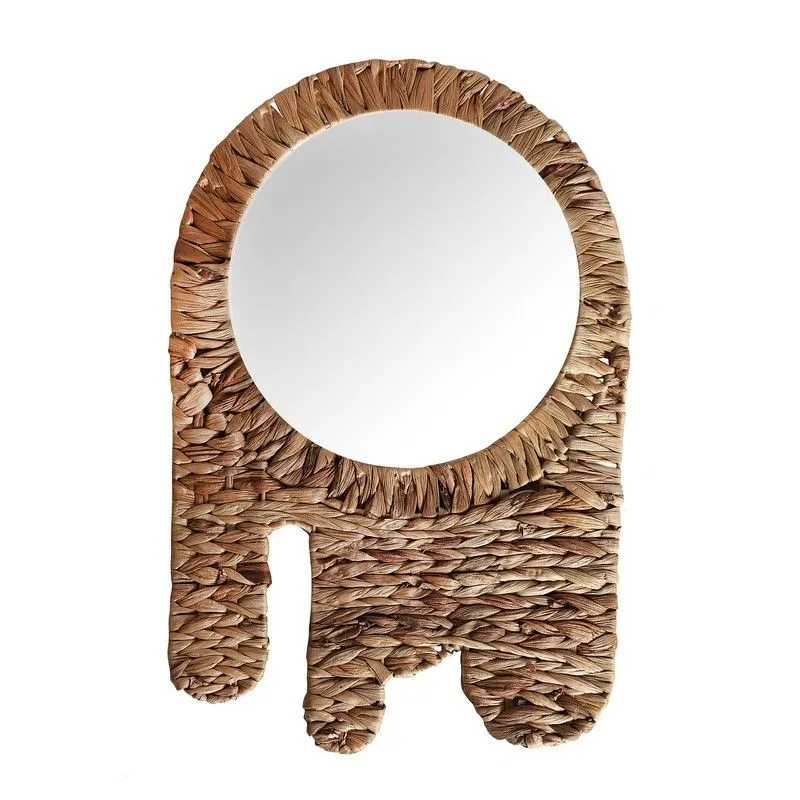 Miroir paille Blair, miroir en fer et naturel, 38 x 1 x 57 cm