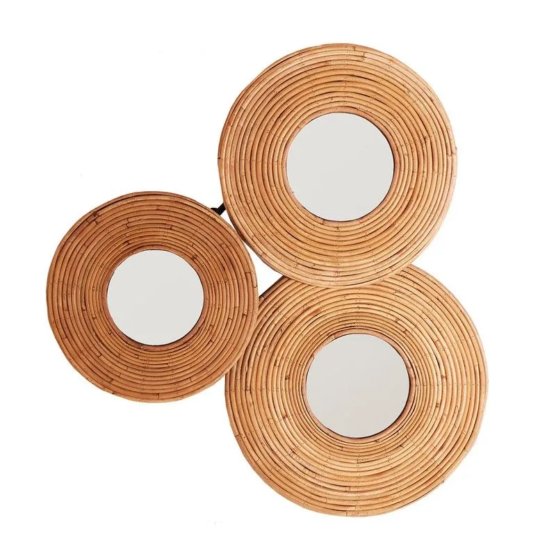 Miroir en bambou et miroir naturel, 72 x 8 x 64 cm | cercles