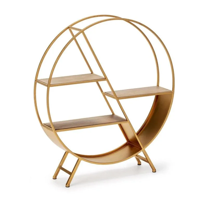 Étagère en fer recyclé doré/naturel et pin, 78 x 17 x 86 cm