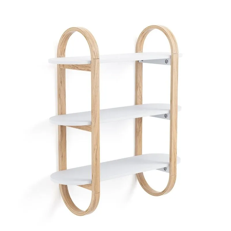 Étagère murale en bois blanc et naturel, 65 x 24 x 75 cm | Bellwood