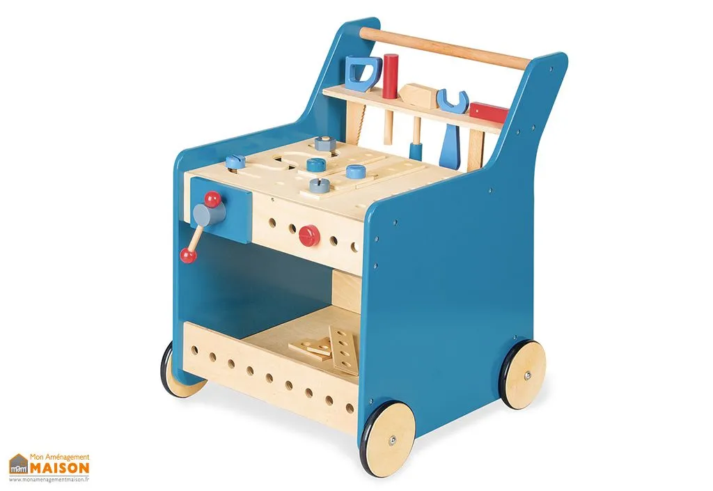 Établi en bois pour enfant avec outils – 44 x 52 x 57 cm