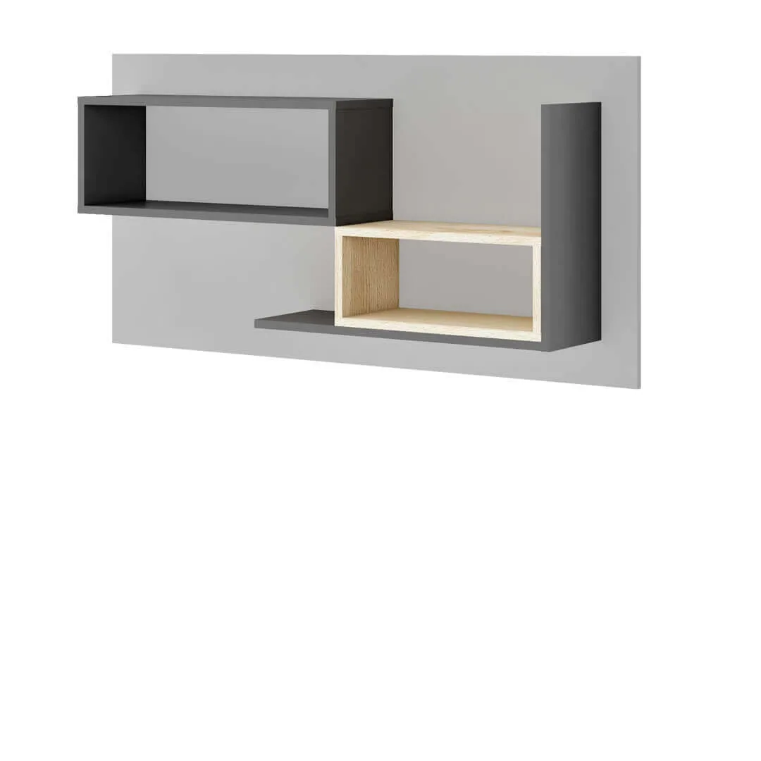 Étagère suspendue en bois, pour enfants et jeunes, Pok, Gris / Hêtre / Graphite, L120xW22xH60 cm