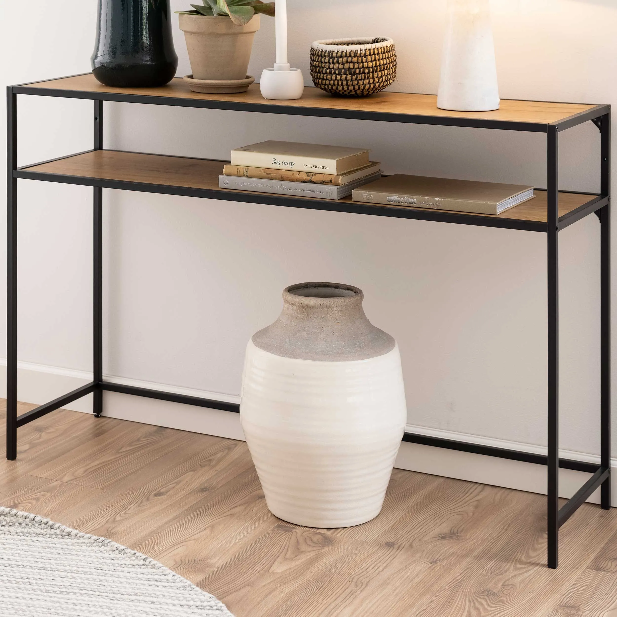 Console Dover 120cm industriel - noir/chêne sauvage