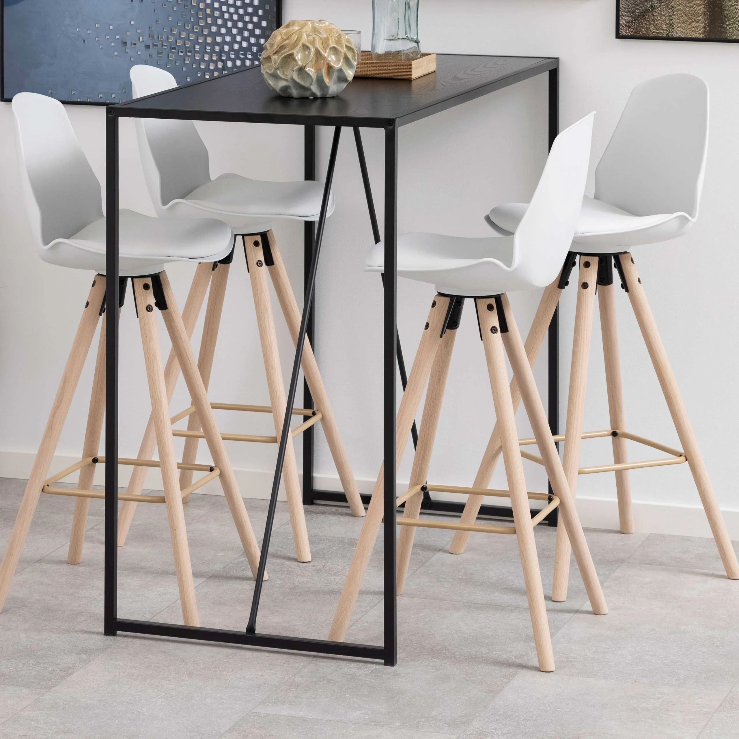 Tabouret de bar Sammy - blanc/beige