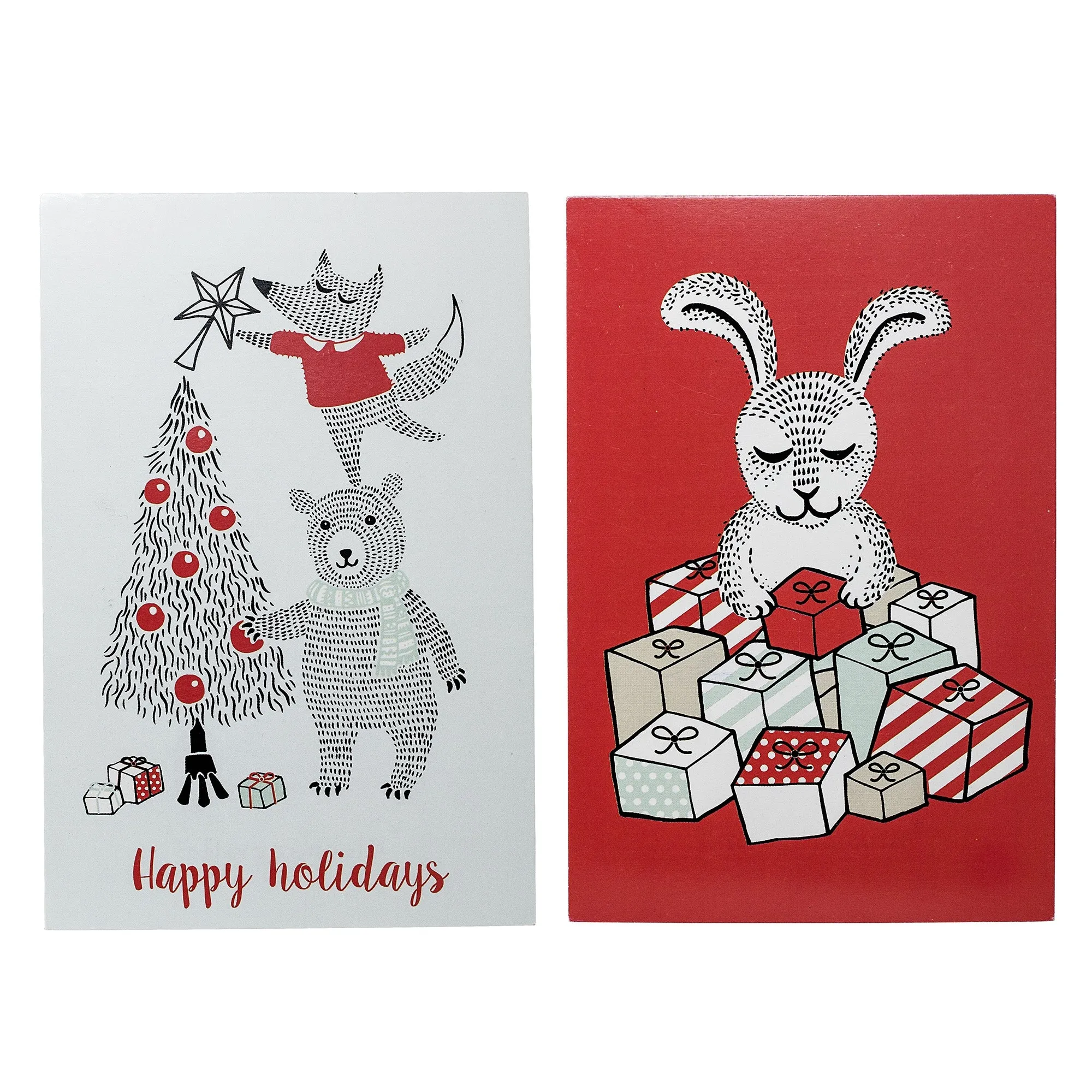 Carte de voeux, Joyeuses Fêtes, Rouge/Blanc