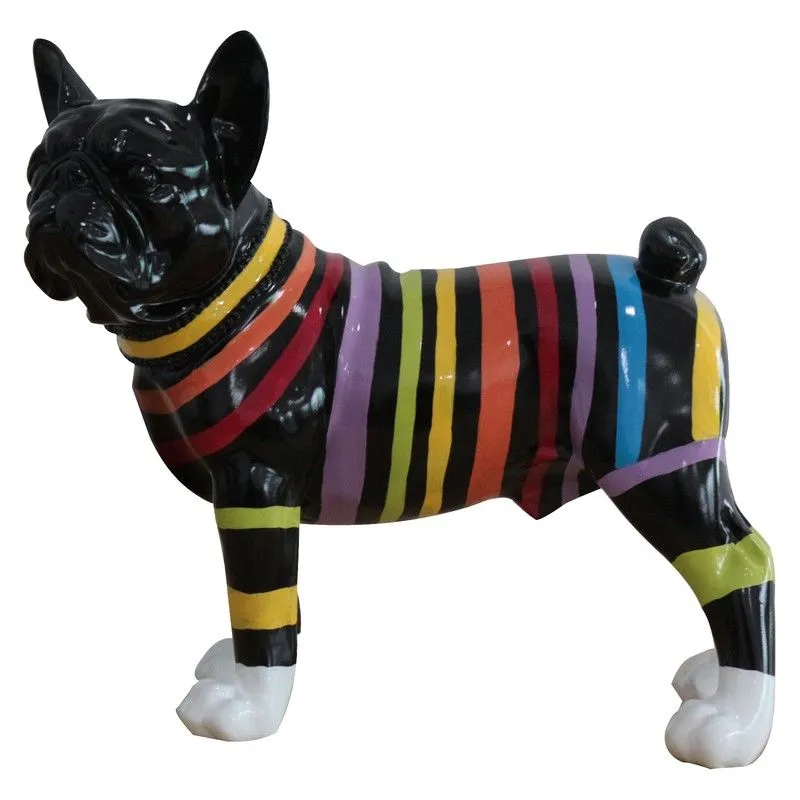 Boston Terrier Kuatéh Nix Figurine 32x14x30 cm Noir Rayé