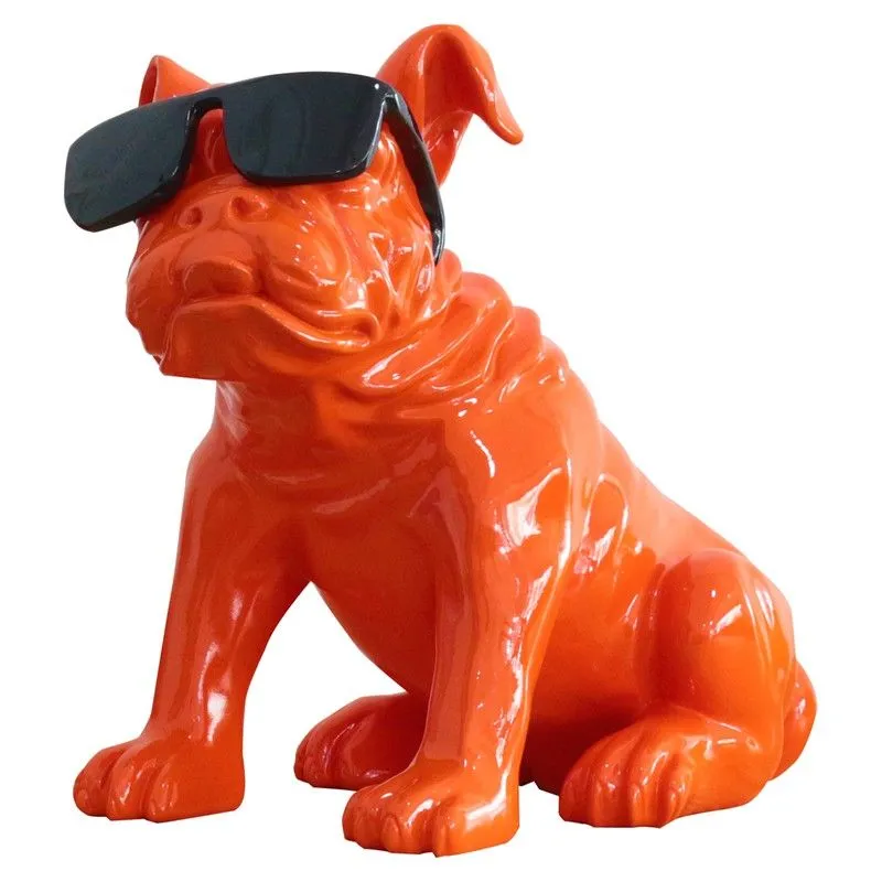 Kuatéh Khal Bulldog Figure 40x23x40 cm Assis Orange