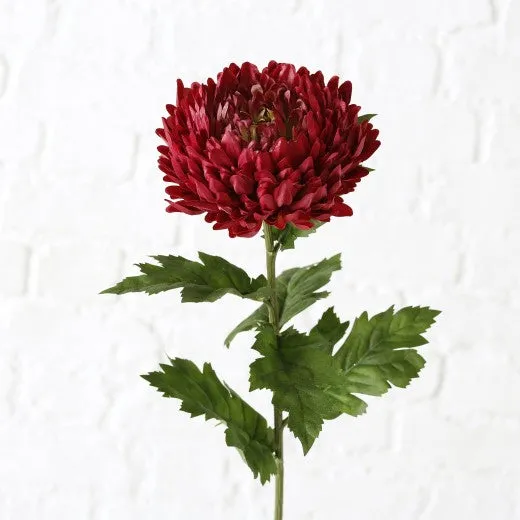Fil fleur artificielle Chrysanthèmes Rouge foncé / Vert, H75 cm