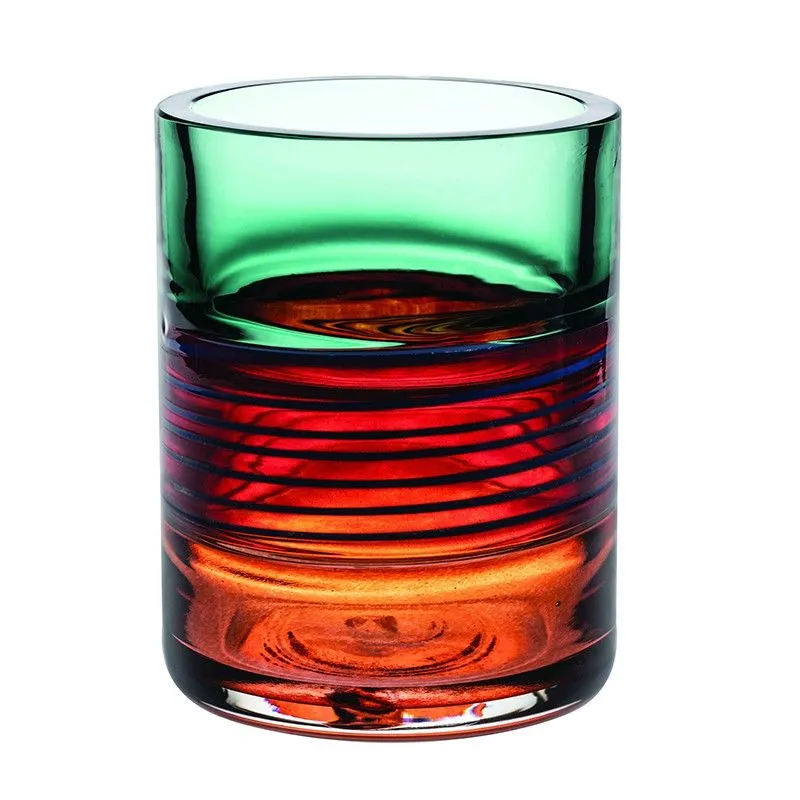 Vase bas en verre multicolore, Ø 19,5 x 26 cm | Papillons nuageux