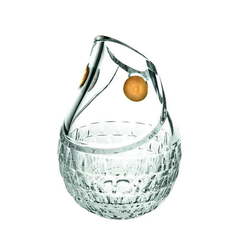 Vase en verre et or transparent et doré, Ø 17,5 x 27 cm | ou poisson