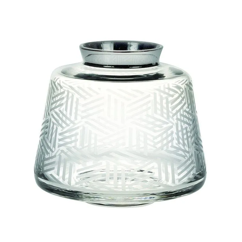 Vase S en verre transparent et argenté et platine, Ø 18 x 15,7 cm | Potto