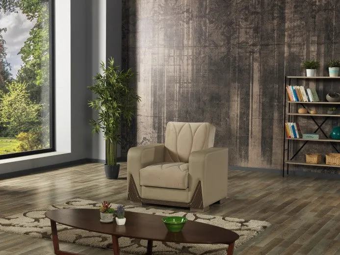 Fauteuil extensible rembourré en tissu Bugatti Cream, l94xA80xH90 cm