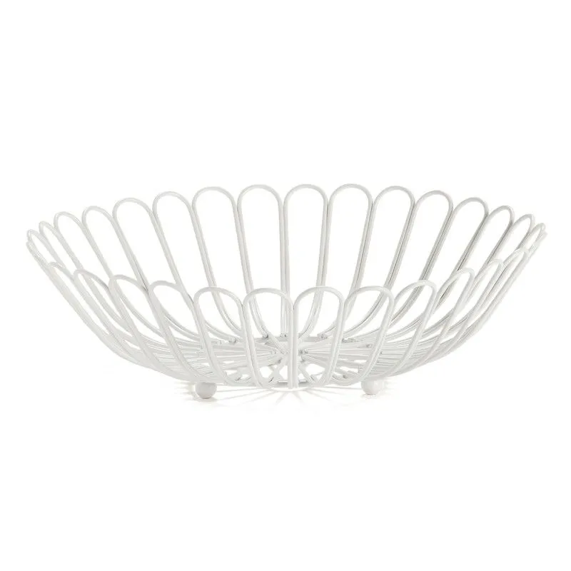 Coupe à fruits en métal blanc, Ø31,5 x 9 cm | fleurs