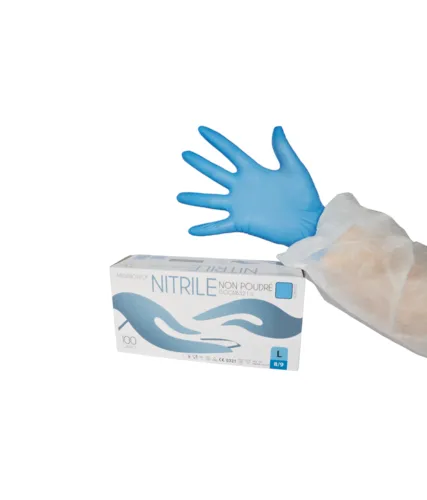 Gant Nitrile bleu non poudré 1 boite de 100