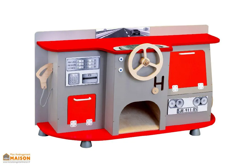 Garage Auto pour Enfant en Bois de Bouleau 42 x 119 cm