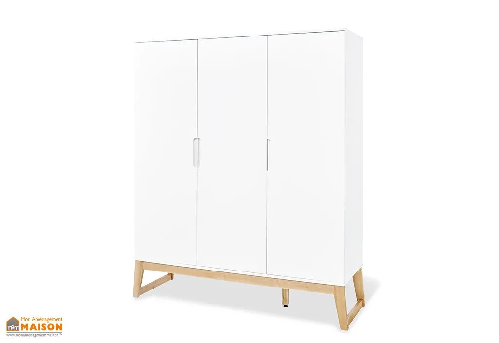 Armoire enfant blanche en bois penderie et lingère – Bridge