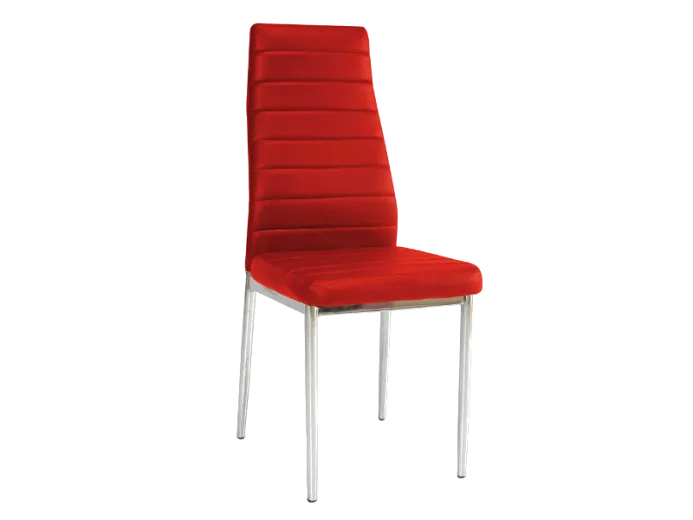 Chaise rembourrée en cuir écologique, avec pieds en métal H-261 Rouge, l40xA38xH96 cm