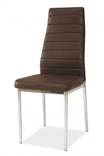 Chaise rembourrée en métal avec cuir écologique H-261, Marron