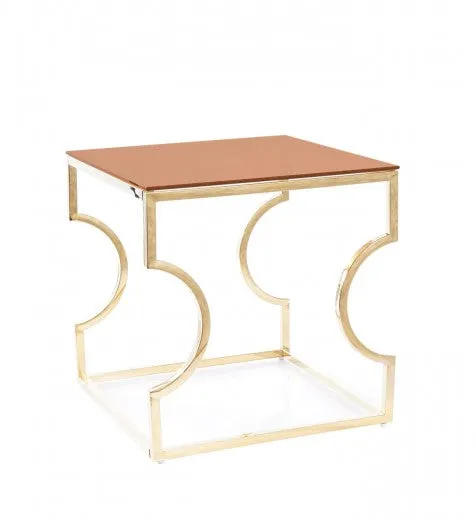 Table basse, verre et métal Kenzo B Ambre/Or, L55xl55xH55 cm