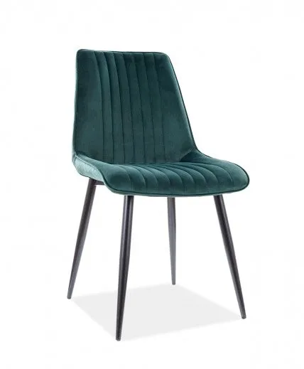 Chaise rembourrée en tissu, avec pieds en métal Kim Velvet Vert Foncé / Noir, l47xA42xH88 cm